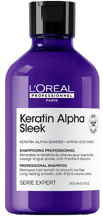 L'Oréal Professionnel Keratin Alpha Sleek Shampoo Professionelles Glättungsshampoo für krauses Haar