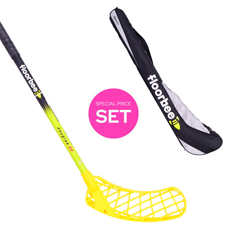 FLOORBEE Douglas 32 Yellow + Stickbag Sr Floorball stick with stickbag