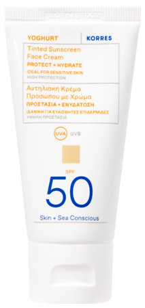 Korres Yoghurt Tinted Sunscreen Face Cream SPF50 tónovaný opalovací krém na obličej SPF50