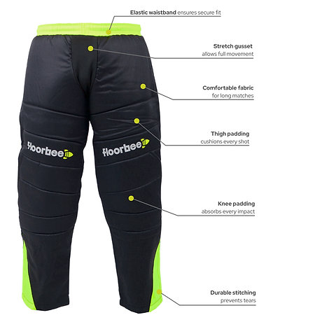 FLOORBEE Padded Landing pants 3.0 Black/Reflex yellow Florbalové brankárske nohavice