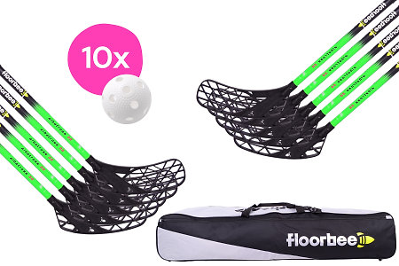 FLOORBEE Albatross 36 Green JR + Toolbag and balls Florbalová sada