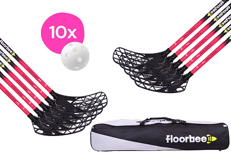 FLOORBEE 10x Albatross 36 JR Red + Toolbag and balls Floorball set