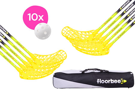 FLOORBEE 10x Douglas 32 Yellow + Toolbag + Balls Florbalová sada