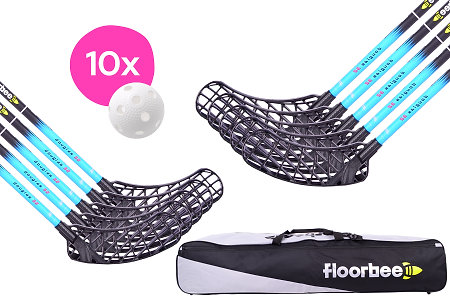 FLOORBEE 10x Douglas 32 Blue + Toolbag + Balls Floorball set