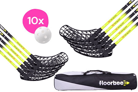 FLOORBEE Douglas 32 Black / Yellow + Toolbag + Balls Floorball set