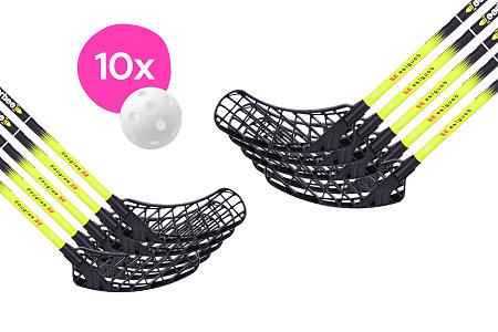 FLOORBEE 10x Douglas 32 Black / Yellow + Balls Floorball set