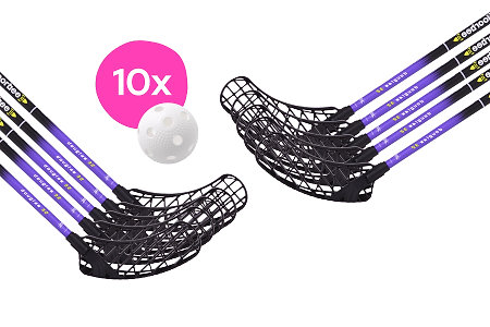 FLOORBEE 10x Douglas 32 Purple + Balls Florbalová sada