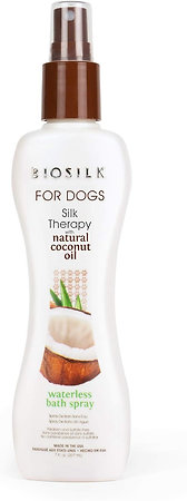 BioSilk Silk Therapy Coconut Oil Waterless Bath Spray bezoplachový koupelový sprej s kokosovým olejem pro psy