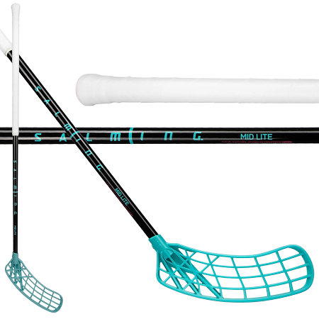Salming Mid Lite JR Trident Endurance F32 Black/LagunaBlue Florbalová palica