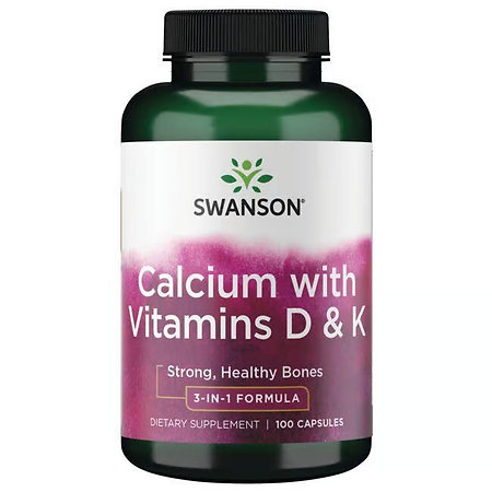 Swanson Calcium with Vitamins D & K - 3 in-1 Doplněk stravy s vápníkem, vitamínem D a vitamínem K