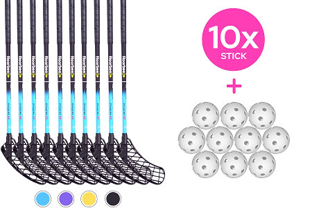 FLOORBEE 10x Douglas 32 + Balls Floorball stick set with balls