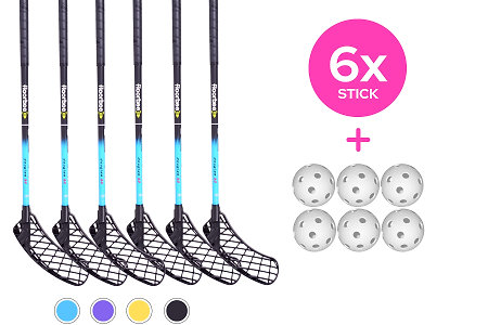 FLOORBEE 6x Douglas 32 + Balls Floorball stick set with balls and bag