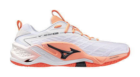 Mizuno WAVE STEALTH NEO 2.1 White/Black/Flamingo Coral Sálová obuv