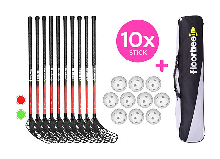 FLOORBEE 10x Albatross 36 JR + Balls + Toolbag Florbalová súprava hokejok s loptičkami a vakom