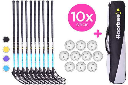 FLOORBEE 10X Douglas 32 + Toolbag + Balls Florbalová sada holí s míčky a vakem