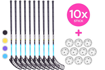 FLOORBEE 10x Douglas 32 + Balls Floorballschläger-Set mit Bällen