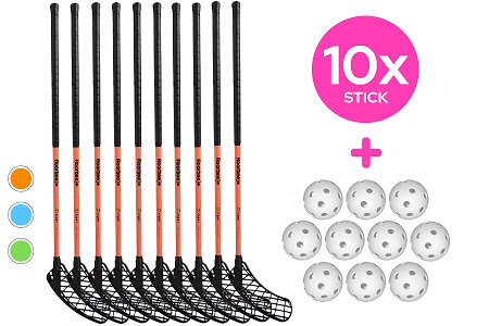 FLOORBEE 10x Teams Energy 32 + Balls Floorballschläger-Set mit Bällen