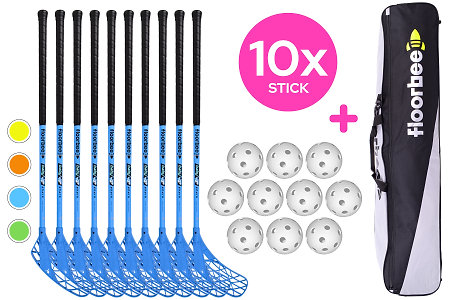 FLOORBEE 10x Baby Energy 36 + Toolbag + Balls Florbalová súprava hokejok s loptičkami a vakom