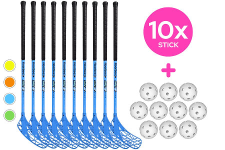 FLOORBEE 10x Baby Energy 36 + Balls Florbalová súprava hokejok s loptičkami