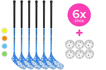 FLOORBEE 6x Baby Energy 36 + Balls Florbalová súprava hokejok s loptičkami