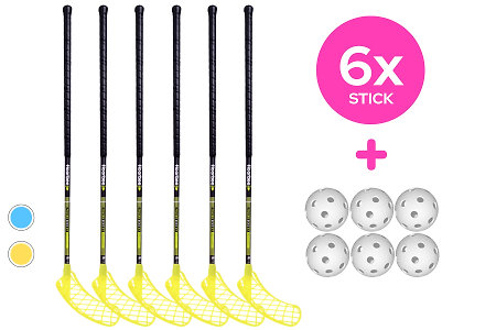 FLOORBEE 6x Falcon SEMI Carbon Composite + Balls Florbalová súprava hokejok s loptičkami