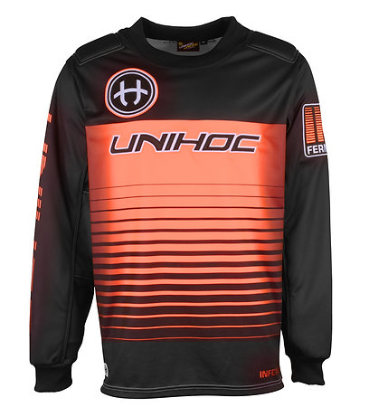 Unihoc INFERNO black/neon orange Goalie jersey