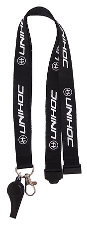 Unihoc Coach whistle black with lanyard píšťalka