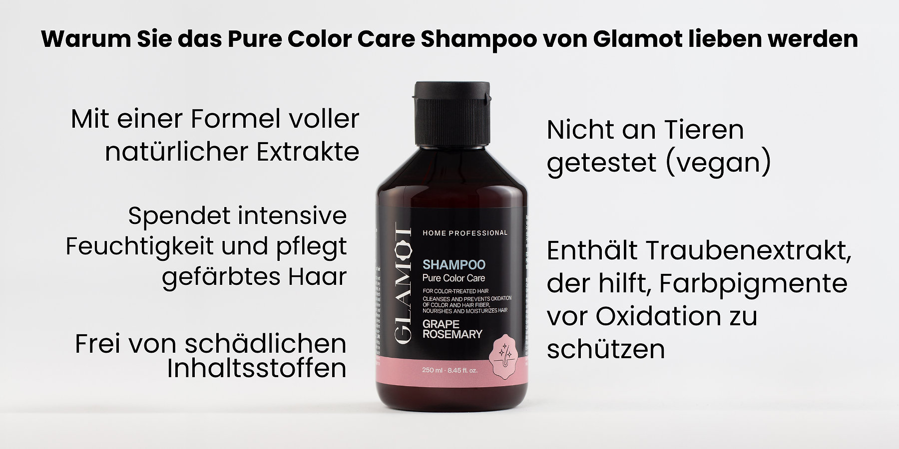 Haarshampoo mit natürlichen Extrakten, vegan, spendet Feuchtigkeit, nährt coloriertes Haar &amp; schützt Farbpigmente