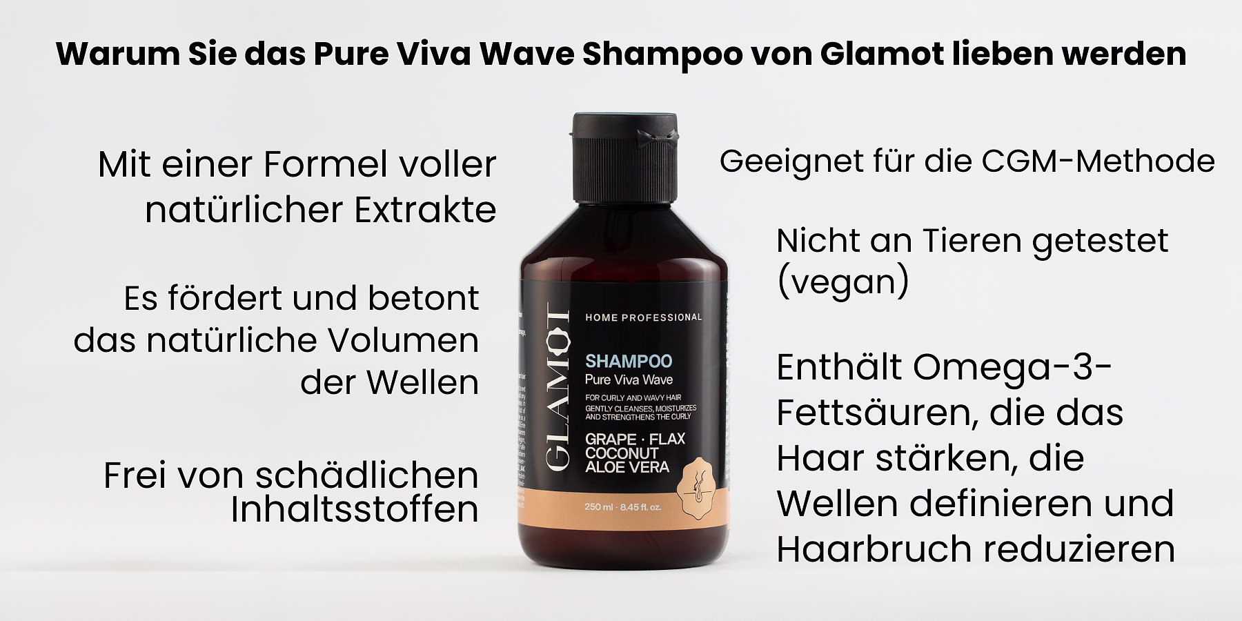 Haarshampoo mit natürlichen Extrakten, vegan, verleiht Wellen mehr Volumen &amp; stärkt lockiges Haar