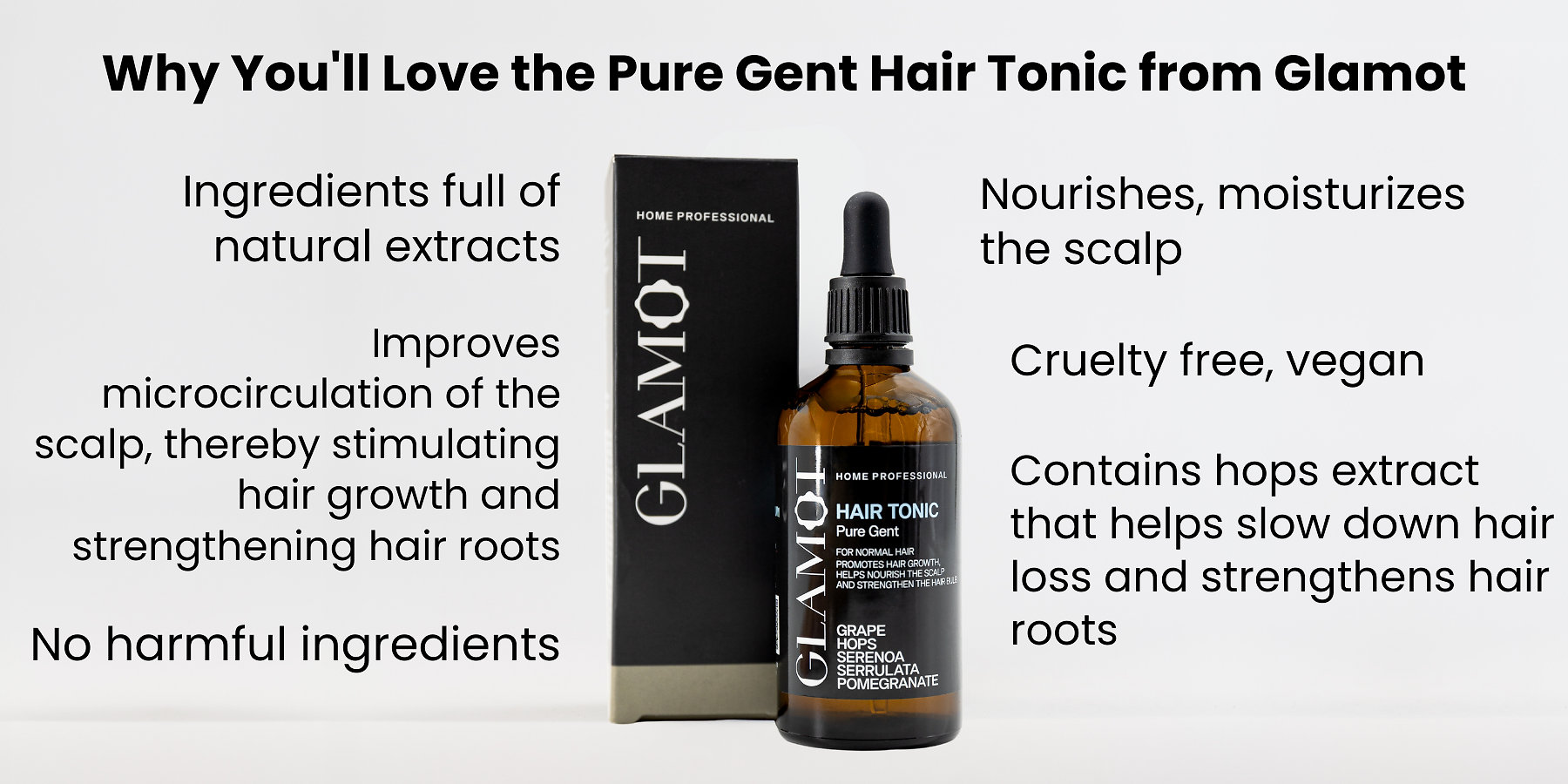 Hair Tonic, Natural extracts, Vegan, improves microcirculation, helps slow down hair loss